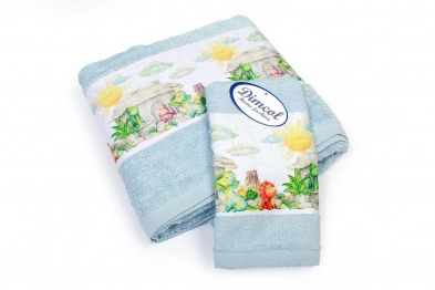 Σετ Πετσέτες 2τμχ Μπεμπέ Βαμβακερές Dinosaurs 310 Sky Blue DimCol