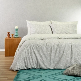 Σετ Σεντόνια Polycotton Μονά 170x270εκ. Leo Aqua-Grey Casual Line Melinen 20005255