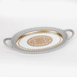 Δίσκος Polyresin Με Καθρέπτη Γκρι-Χρυσός 39x3,5x24εκ. ESTHETI 752-16085