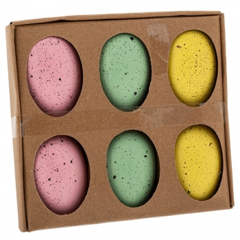 Πασχαλινά Διακοσμητικά Κρεμαστά Αυγά Σετ 6τμχ Πλαστικά Χρωματιστά 6x4εκ. iliadis 89521