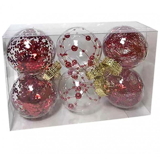 Σετ Μπάλες 6τμχ Με Γέμιση Red Δ6εκ. Xmas fest 93-2523