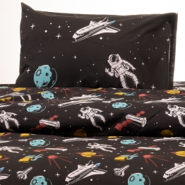 Ζεύγος Μαξιλαροθήκες Βαμβακερές 50x70εκ. Planet Black Kids Line Melinen 20003232