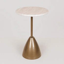 Τραπεζάκι Βοηθητικό Μεταλλικό Χρυσό-Λευκό 30x30x62εκ. ESTHETI 750-39561