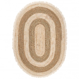 Χαλί Jute-Βαμβακερό Boho Οβάλ 80x120εκ. Καφέ-Natural iliadis 90157