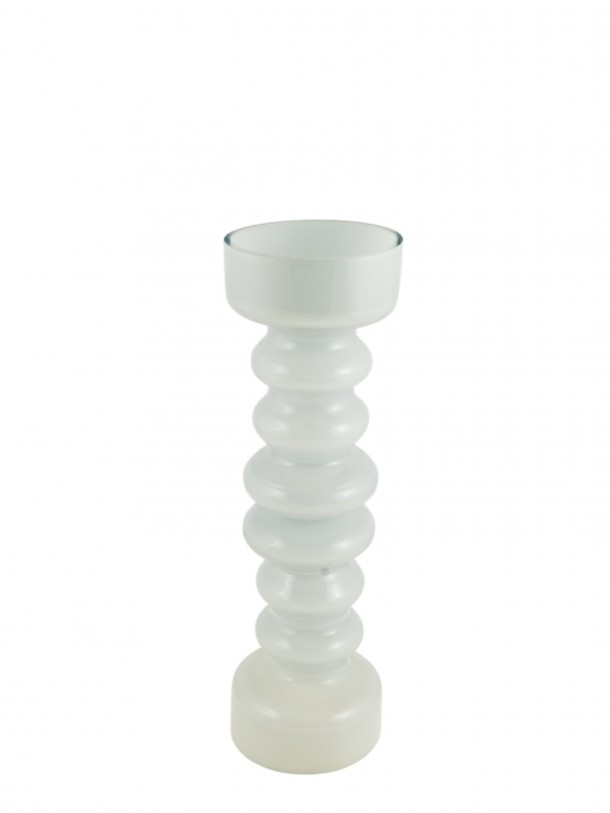 Κηροπήγιο Χειροποίητο Φυσητό Γυαλί Λευκό 10,5x34εκ. Zen Collection 25.48.52302