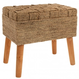 Σκαμπώ Πλεκτό-Ξύλινο Boho Καφέ 50,5x33x47εκ. iliadis 89282