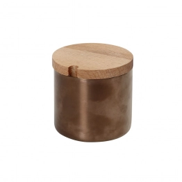 Δοχείο Με Καπάκι Ανοξείδωτο-Ξύλινο Μπρονζέ ESPIEL 7x7x6,7εκ. SUT111