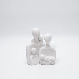 Διακοσμητικό Επιτραπέζιο Οικογένεια Με 5 Φιγούρες Polyresin Λευκό 11,5x7,5x13,5εκ. ESTHETI 819-00778