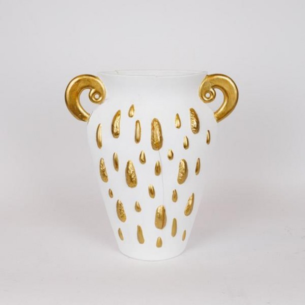 Βάζο Κεραμικό Λευκό-Χρυσό 33,5x15,2x37,5εκ. ESTHETI 819-00366
