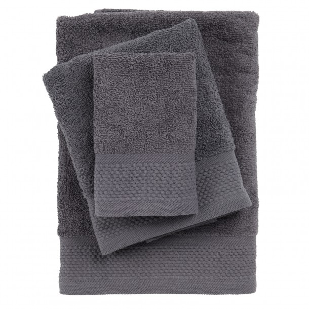 Σετ Πετσέτες 3τμχ Βαμβακερές Best 0835 Dark Grey Das Home