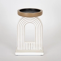 Κηροπήγιο Ξύλινο-Μεταλλικό Λευκό 14x12,5x22εκ. ESTHETI 752-23013