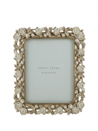 Κορνίζα Polyester Σαμπανί Με Μπεζ Τριαντάφυλλα 15x20εκ. Zen Collection 25.50.52356