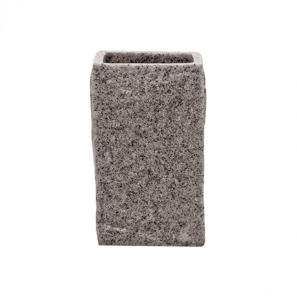 Ποτηροθήκη Ρητίνης Γκρι 6,8x6,8x10,5εκ. Rock Estia 02-6402