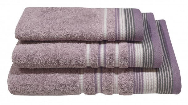 Πετσέτα Βαμβακερή Προσώπου 50x90εκ. Satin Stripe Lilac Komvos 7005912-8
