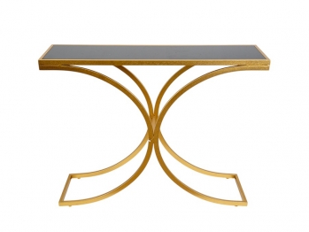 Κονσόλα Μεταλλική Με Τζάμι Χρυσή-Μαύρη 106,5x30,5x79,5εκ. Zen Collection 25.54.52036