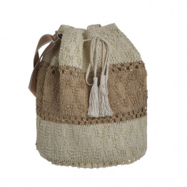 Τσάντα Θαλάσσης Ψάθινη Καφέ-Εκρού 28x28x38εκ. ble 5-42-097-0012