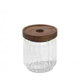 Δοχείο Κουζίνας Γυάλινο Με Καπάκι Ξύλινο Ακακίας 500ml-9x10εκ. ESPIEL TUL102K6