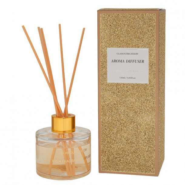 Αρωματικά Στικ English Pear & Freesia 120ml Με Glitter Χρυσό iliadis 90039