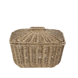 Καλάθι Με Καπάκι Ψάθινο Μπεζ ESPIEL 30x22x23εκ. KOD140