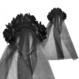 Στέκα Με Λουλούδια Και Πέπλο Μαύρο CARNAVAlista 3-2385