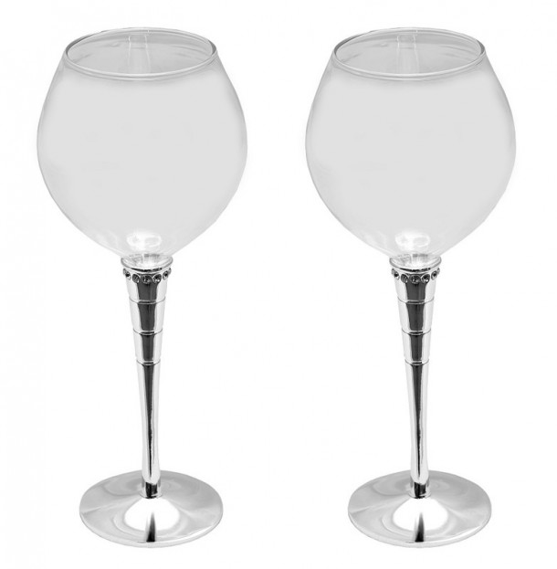 Ποτήρι Κρασιού Σετ 2τμχ Γυάλινο Γραμμωτό-Στρας ESPIEL PET106