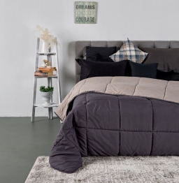 Πάπλωμα 2 Όψεων Microfiber Μονό 160x240εκ. Soft Touch Zermatt Carbone-Beige SB HOME