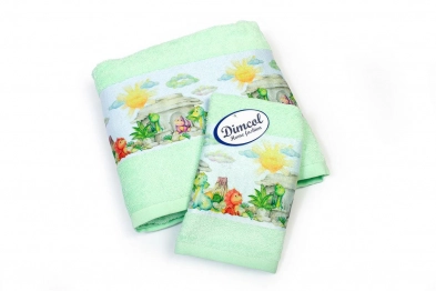 Σετ Πετσέτες 2τμχ Μπεμπέ Βαμβακερές Dinosaurs 313 Mint DimCol