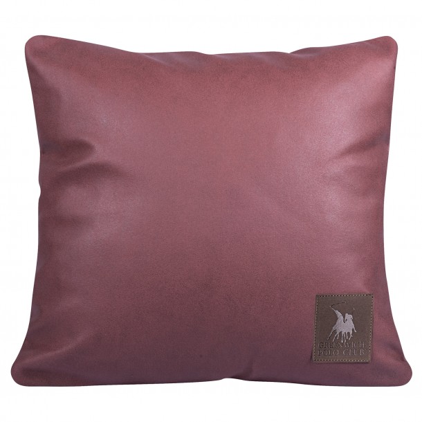 Διακοσμητικό Μαξιλάρι Polyester Leather Like Διθέσιος 42x42εκ. Premium 3928 Ροδί Σκούρο Greenwich Polo Club