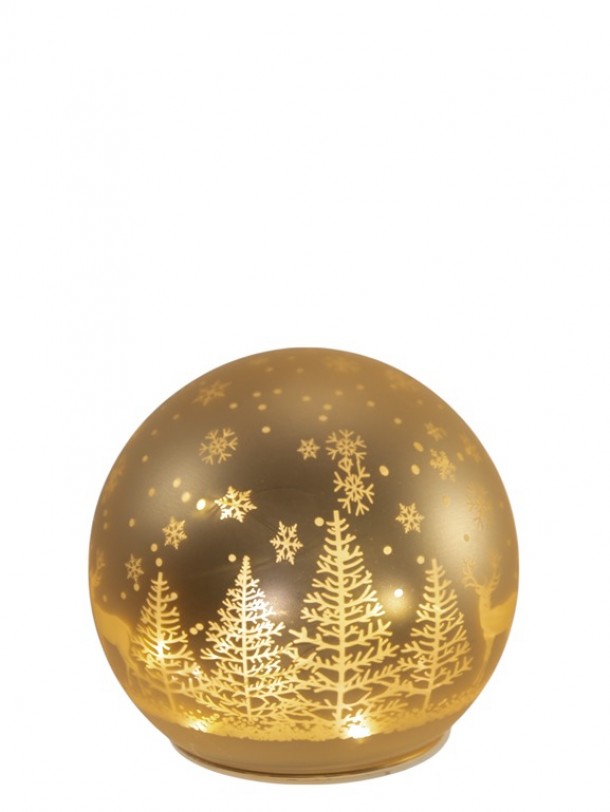 Χριστουγεννιάτικη Διακοσμητική Μπάλα Γυάλινη Με Led Χρυσή 12x11,5εκ. Zen Collection 25.39.51820