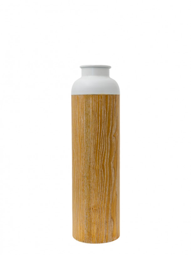 Βάζο Μεταλλικό Λευκό-Καφέ 16x16x55εκ. Zen Collection 24.6.49683