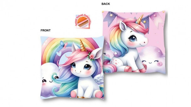 Διακοσμητικό Μαξιλάρι Velboa 38x38εκ. Unicorn 10 Pink DimCol