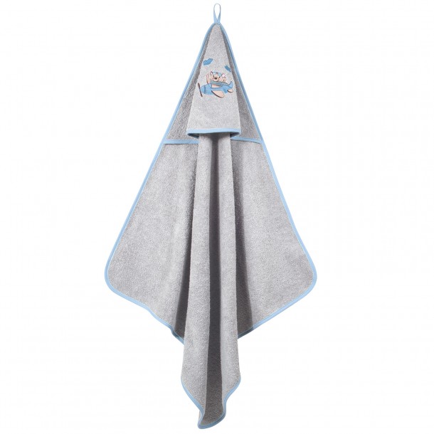 Κάπα Βαμβακερή Με Κέντημα Bebe 80x80εκ. Essential 8851 Μπλε-Γκρι Greenwich Polo Club