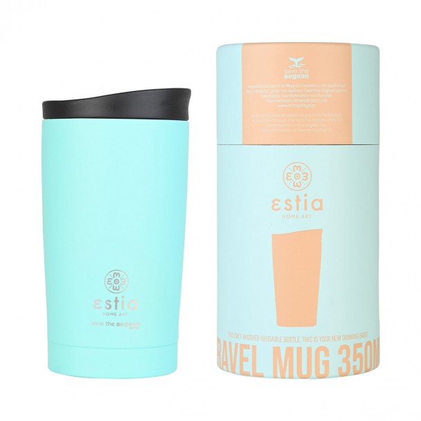 Θερμός Ποτήρι Ανοξείδωτος Travel Mug Bermunda Green Save The Aegean 350ml-7,5x7,5x14,5εκ. Estia 01-20385