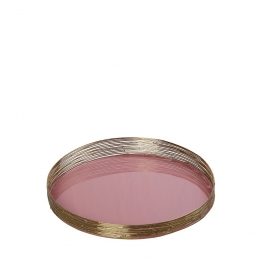 Διακοσμητικός Δίσκος Μεταλλικός Χρυσός-Ροζ ESPIEL 30x5εκ. AKA210