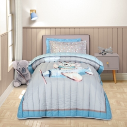 Πάπλωμα Microfiber Παιδικό Μονό 160x220εκ. Essential 8851 Μπεζ-Μπλε-Γκρι Greenwich Polo Club