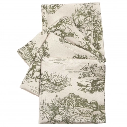 Σετ 4τμχ Πετσέτες Κουζίνας Polyester 40x40εκ. Essential 3015 Ecru-Olive Greenwich Polo Club