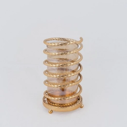 Κηροπήγιο Μεταλλικό-Γυάλινο Χρυσό-Μελί 15x27εκ. ESTHETI 752-24097