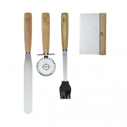 Σετ 4τμχ Για Pizza Ανοξείδωτο-Ξύλινο Bergner BG040318MM