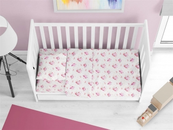 Πάπλωμα Βαμβακερό Κούνιας 120x160εκ. Unicorn 208 White-Pink Dimcol