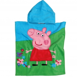 Πόντσο Βαμβακερό 50x115εκ. Peppa Pig Cartoon 5869 Γαλάζιο-Πράσινο-Ροζ Disney