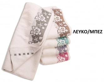 Πετσέτα Βαμβακερή Ζακάρ Μεμονωμένη Σώματος 70x140εκ. Zero Twist Ερατώ Λευκό-Μπεζ DimCol