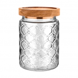 Δοχείο Αποθήκευσης Γυάλινο-Ξύλινο Allure 700ml-10x10x14εκ. Estia 01-23607