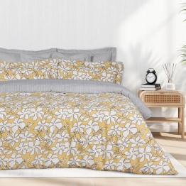 Σετ Σεντόνια Polycotton Μονά Με Λάστιχο 120x200+35εκ. Casual 5432 Ώχρα-Λευκό Das Home