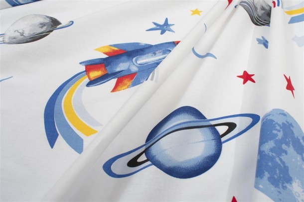 Πάνα Χασέ Βαμβακερή 80x80εκ. Space Mission 184 White-Blue DimCol