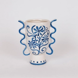 Βάζο Κεραμικό Λευκό-Μπλε 20,8x13x23,8εκ. ESTHETI 819-00370