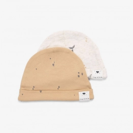 Σετ 2τμχ Σκουφάκι Βαμβακερό 0-3 Μηνών Newborn Hats Whale-Ocher Minene 221300045500M