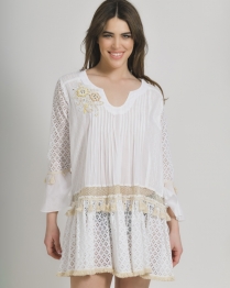 Καφτάνι-Φόρεμα Βαμβακερό Λευκό ble One Size 5-41-230-0120