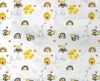 Πάνα Χασές Bebe Βαμβακερή 80x80εκ. Honey Bee 545 White-Yellow Dimcol