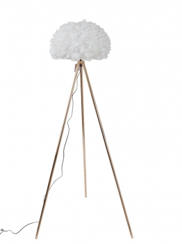 Φωτιστικό Επιδαπέδιο Με Χρυσό Τρίποδο & Καπέλο Λευκό Με Πούπουλα 45x26εκ./157εκ. Zen Collection 25.51.52393