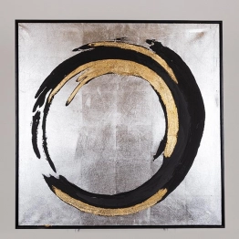 Πίνακας Καμβάς Με Κύκλους Μαύρος-Χρυσός-Ασημί 80x3,5x80εκ. ESTHETI 755-12249